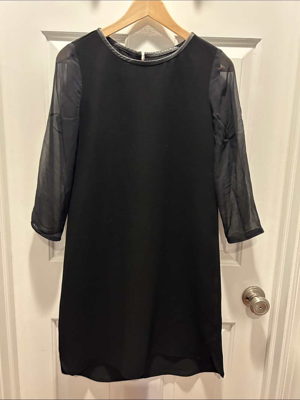Madewell Black Sheer-Sleeve Shift Dress